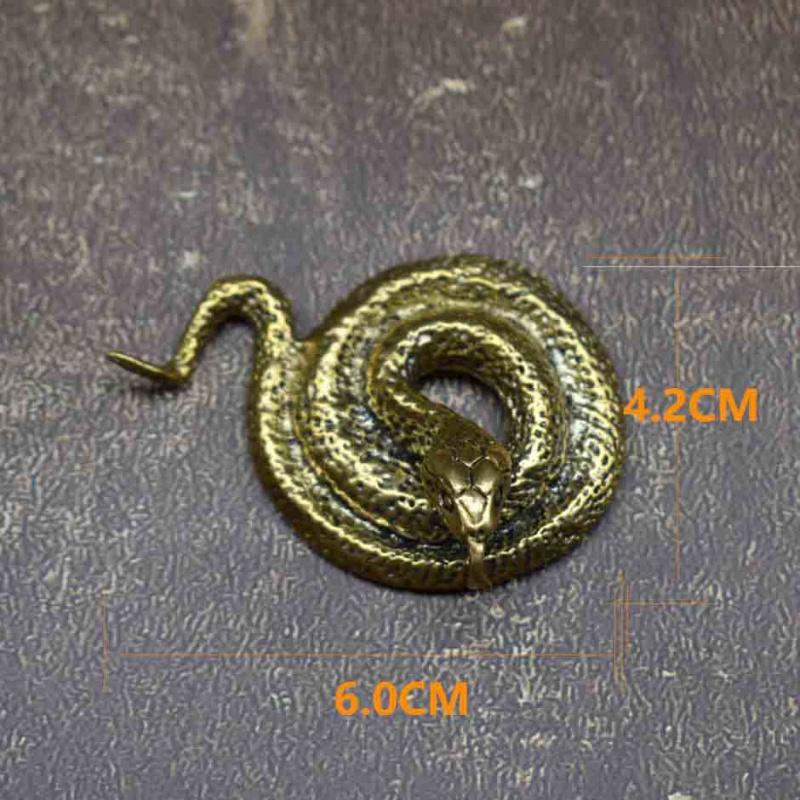 Cobra Coiled Snake Brass Solid Ornament Antique Style Tea Pet Desktop Car Decoration Copper Craft