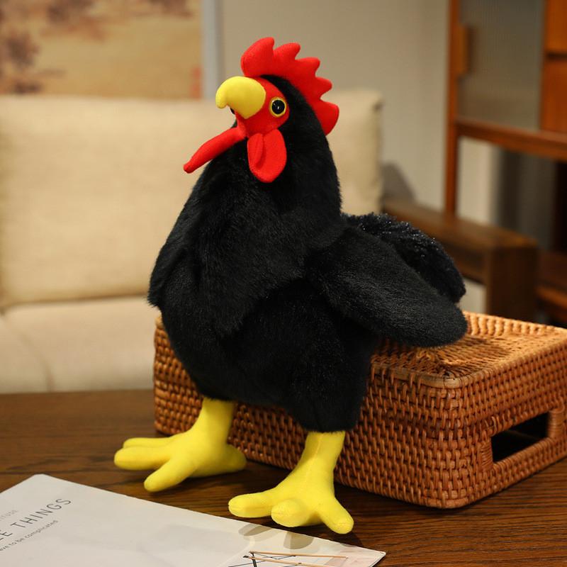 

Plush Chicken Toy With Polyester Fiber Fill For Kids And Adults Black Rooster,20cm
