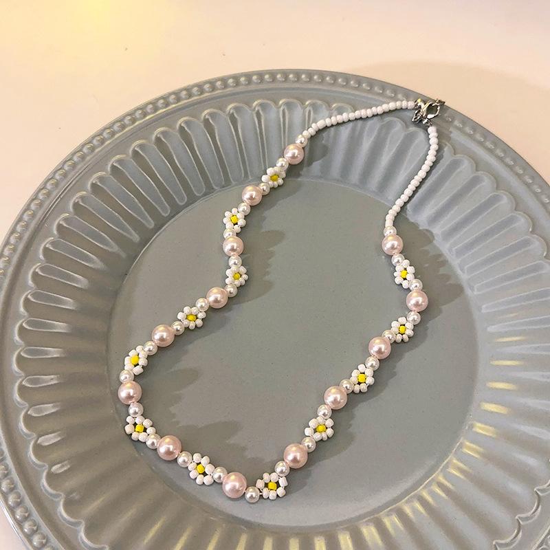 2 Stück/Set Sommer Strand Böhmisch Bunt Perlen Halskette für Damen Mädchen Blumen Perlen Halsketten Handgefertigt Urlaubs Schmuck Geschenke