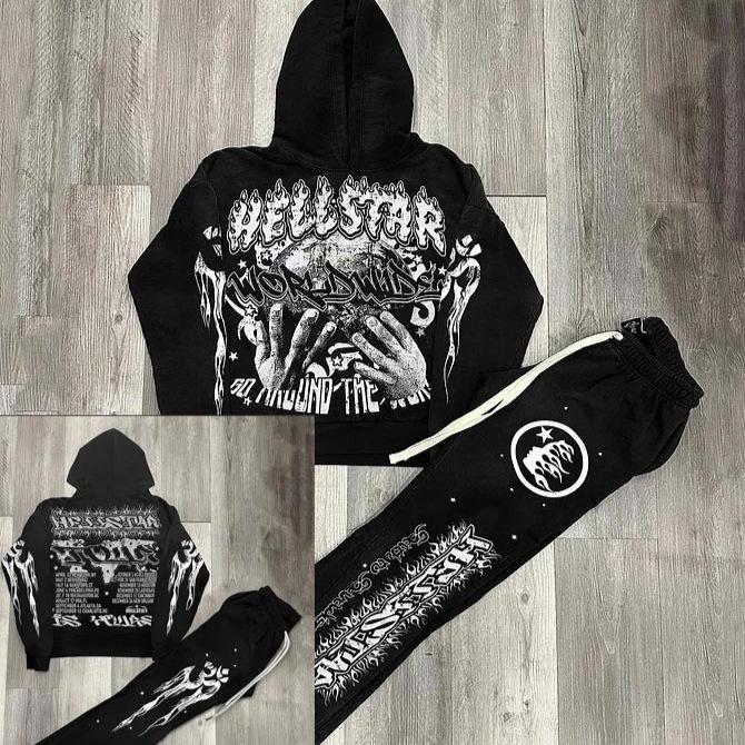 

2025 New Print Hoodie & T-Shirt Long Pants Set XL