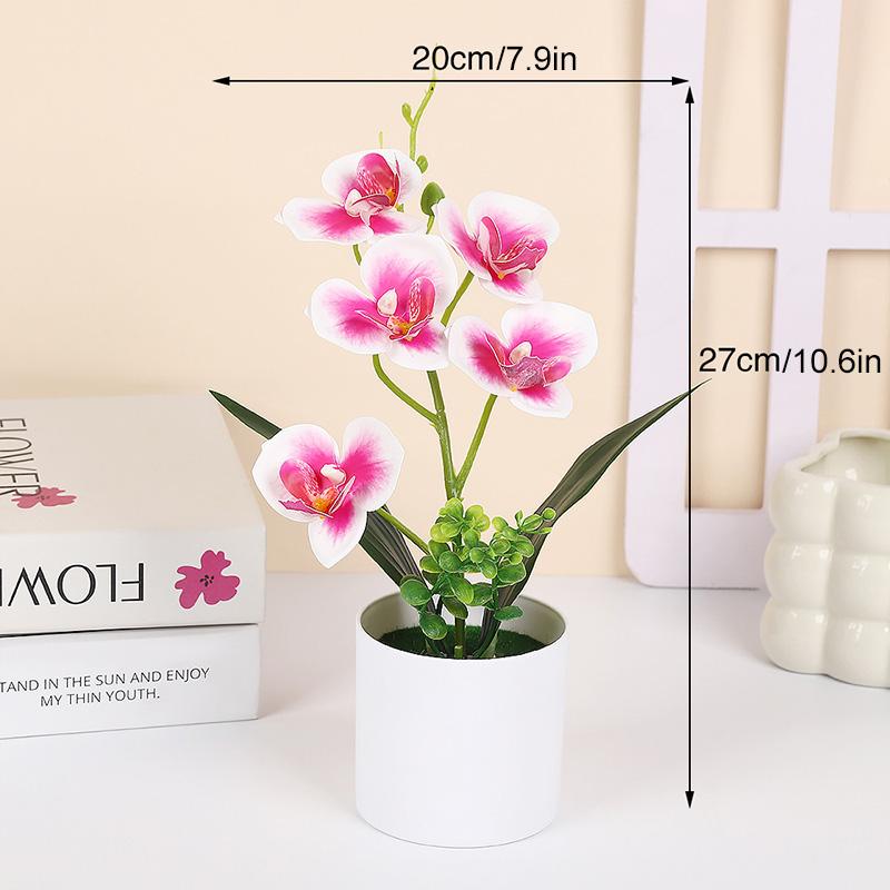 Plastic Bonsai Desktop Ornament Artificial Flower No-fading Butterfly Orchid Multicolor White Flowerpot Fake Butterfly Flower