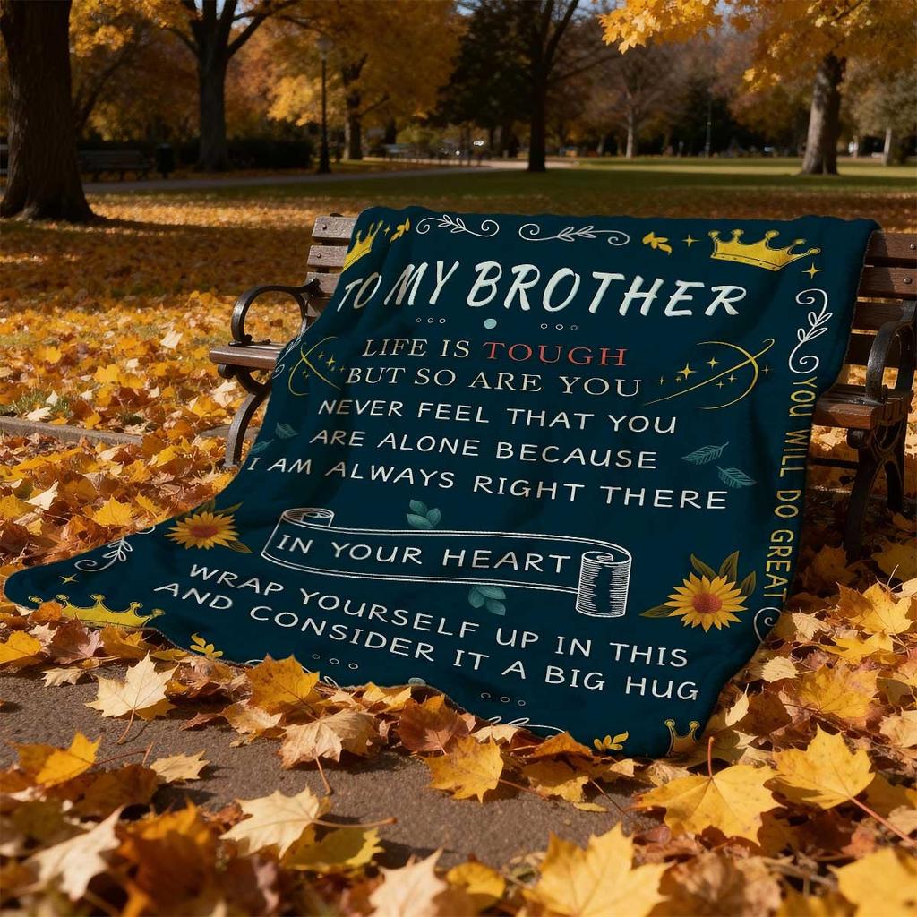 Brother Gift Blanket from Sister, Birthday Present for Home Room Decoration, Soft Flannel Cozy Throw