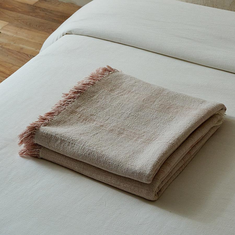 Retro Blanket King Size 80% Cotton 20%Linen Yarn Dyed Jacquard Tassel Blanket Sofa Bed Cover Blanket Bedspread On The Bed