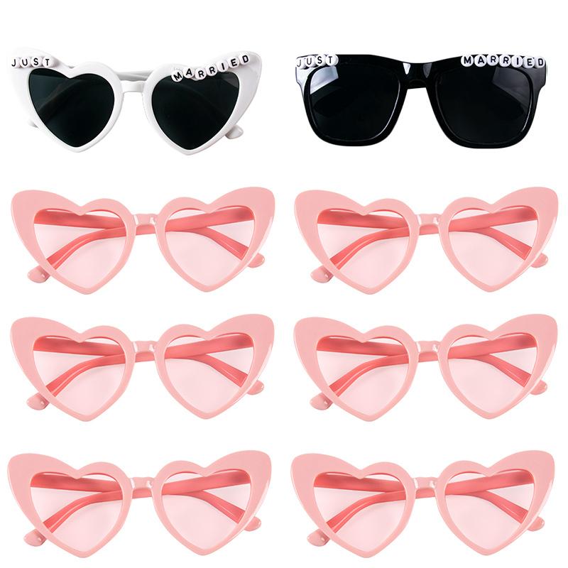Bachelorette Party Sunglasses Bride To Be Bridesmaid Gift Wedding Bridal Shower Decor Black White Square Heart Shaped Glasses