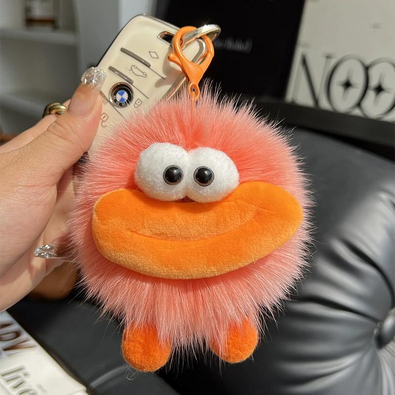 

[Милый Большеротик] Брелок-подвеска в виде лисьего хвоста и маленького угольного шарика, кукла-помпон, подвеска для сумки-рюкзака