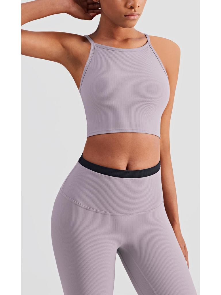 Women's European and American Slimming Ribbed High Neck Yoga Tank Top - Anti-Exposure, Beautiful Back Fitness Apparel for Summer