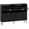 Elegant Four-Drawer Shoe Cabinet - Black
