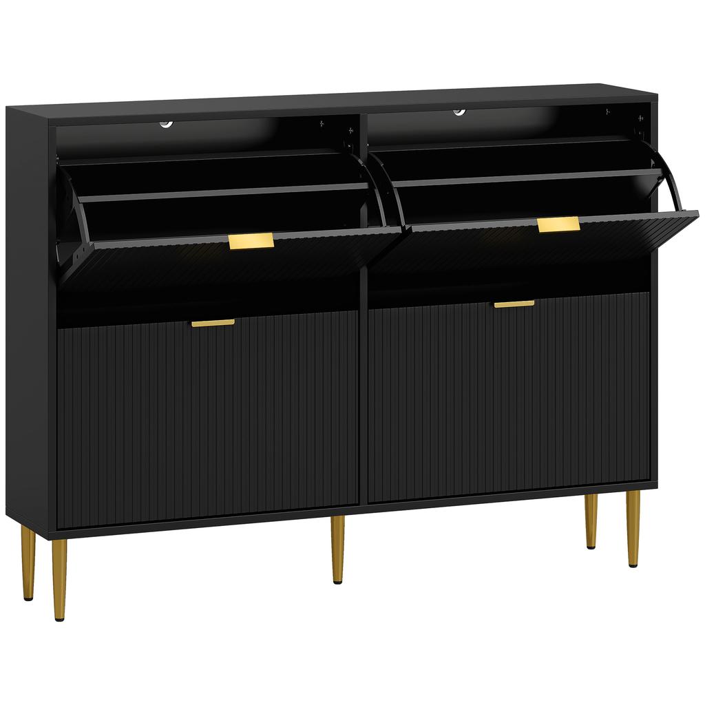 Elegant Four-Drawer Shoe Cabinet - Black