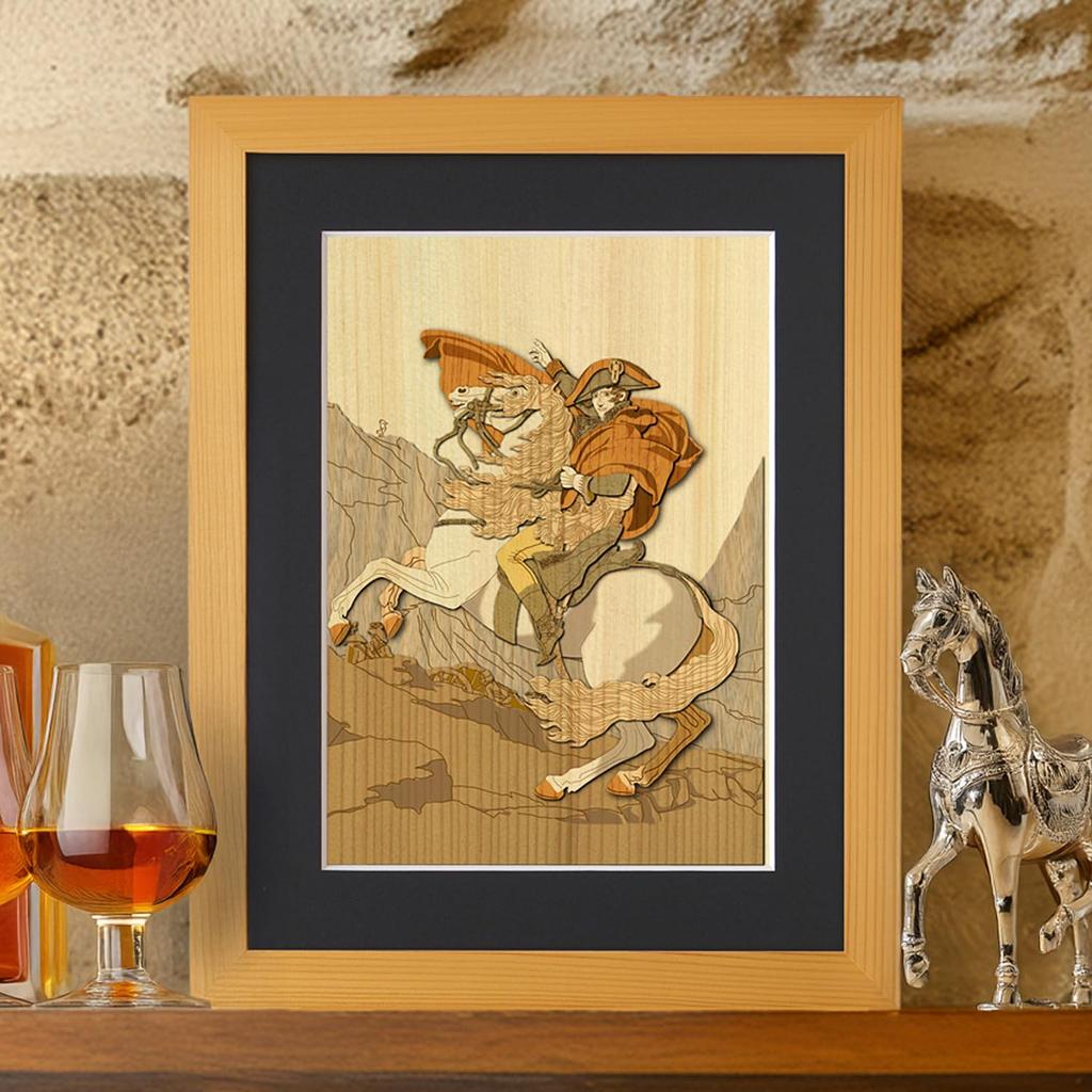 KINOWA "Napoleon Crossing the Alps" Woodcut Painting Original Handmade Kit Masterpiece France Made in Japan