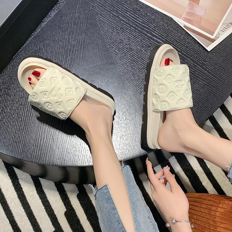 Women Magic Tape Flat Slippers 2024 Summer New Luxury Brand Platform Sandals Ladies Height Increase Flats Shoes Zapatos De Mujer