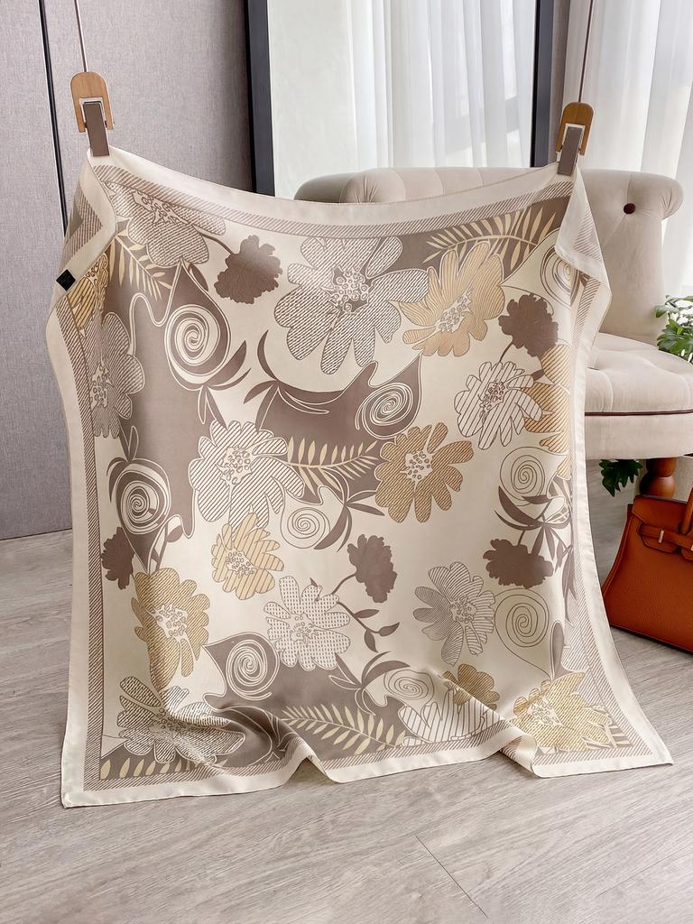 Luxury Square Scarf Design Shawl Wrap 90Cm Print Twill Silk Women Hijab Female Foulard Headband Bandana