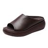 Sommer Damen Leder Hausschuhe Pu Sohle Sandalen für Frauen Sexy Hoher Absatz Mules Clogs Schwarz Peep Toe Plateau Mules Keile Sandalen Schuhe