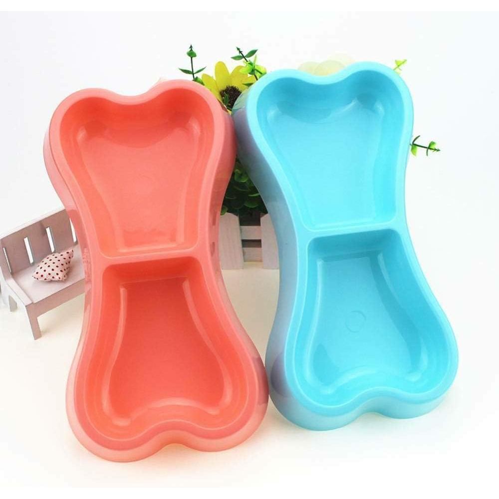3 Dog Bowls for Puppies2-in-1 Bone Shaped Small Pet FeederPlastic Water and Food Container, Suitable for PuppiesCats, and Small Animals, Easy To Clean