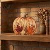 Holiday Window Sill Decor Thanksgiving Fall Pumpkin Table Decoration, Rustic Block Wooden Sign, Autumn Vintage Farmhouse Tabletop Centerpiece