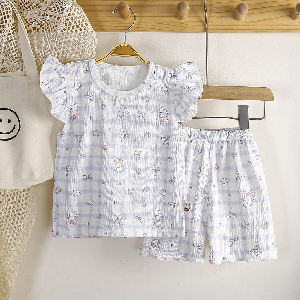 Childrens Summer Girl Pajamas With Short Sleeve Top And Shorts Set For Toddler Girls
