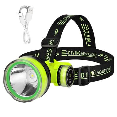 Farol de LED para pesca, farol de cabeça, 350 m, subaquático, 2 modos, zoom, à prova d'água, super brilhante, luz de acampamento recarregável