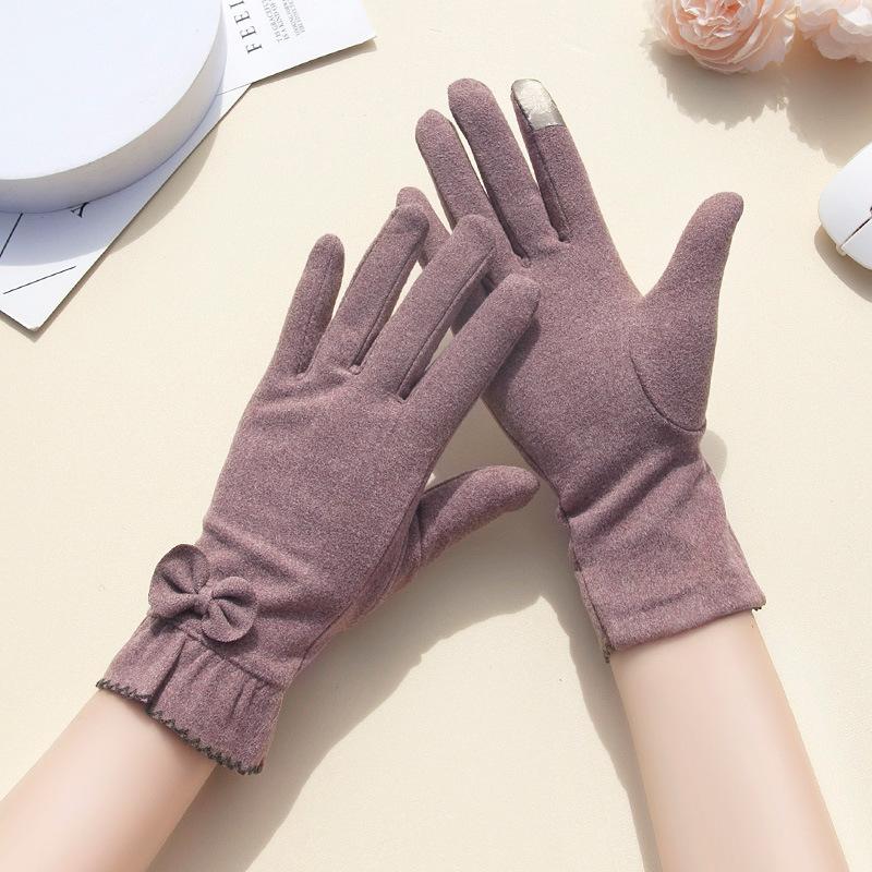 Gloves Winter Women Spring Autumn Modal Thin Fleece Cotton Stretch Cycling Windproof Warm Cold Proof
