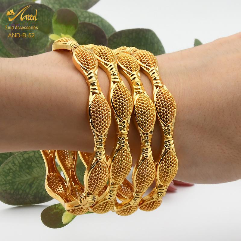 Alloy Spring Indian Gold-Plated Hollow Jewelry Set: Women's Bracelet Ring Bridal Accessories