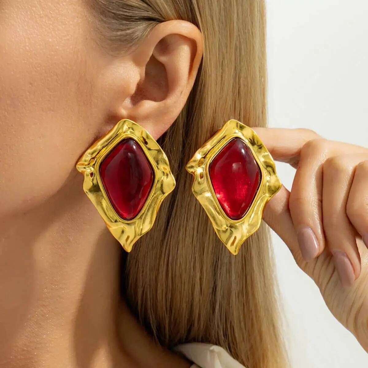 IngeSight.Z Classic Inlaid Resin Acrylic Irregular Stud Earrings Women Vintage Geometric Piercing Ear Party Accessory Jewelry