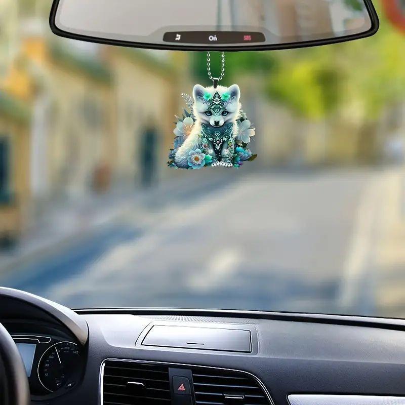 Fox Green Adorable Acrylic Car Hanging Ornament Cartoon Style For Decoration Interior