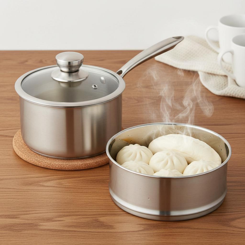 Small Milk Pan Coating without Infant Meals Cooking Pot Stainless Steel Saucepan with Steamer Dishwasher Safe Small Soup Pot