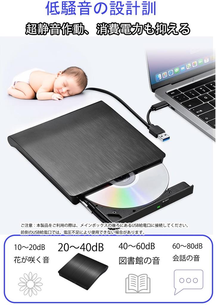 External DVD Drive with High Speed Read and Write 8X DVD 24X Bus Power USB Compact Optical Drive Support, & CD, Supply, 2.0/3.0 & Type-C Compatible,