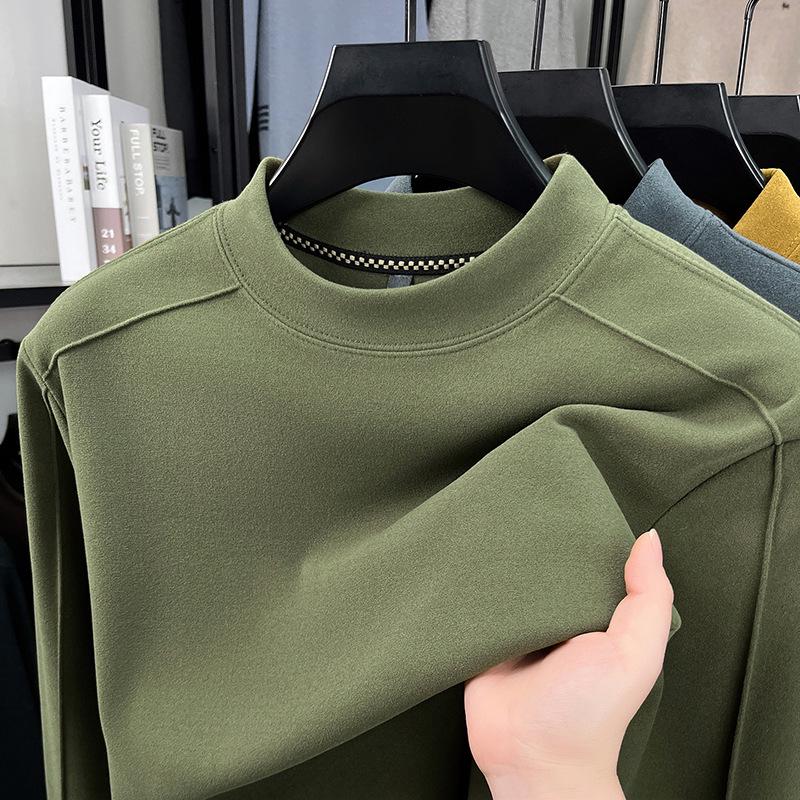 Men's Thermal Half-Neck Long Sleeve Base Layer - Warm Brushed Top for Autumn & Winter