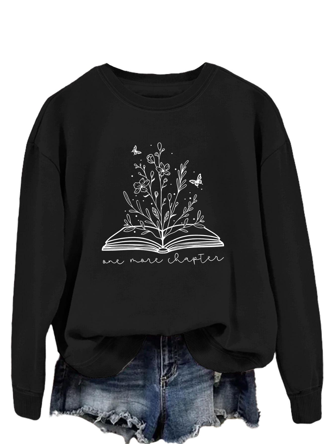 

Простой женский свитшот с длинными рукавами и круглым вырезом с цветочной буквой L