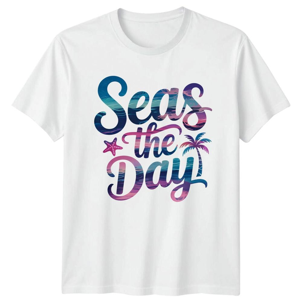 Seas the Day Beach Travel Unisexs TShirt Unisexs Graphic Tee Unisex Top S