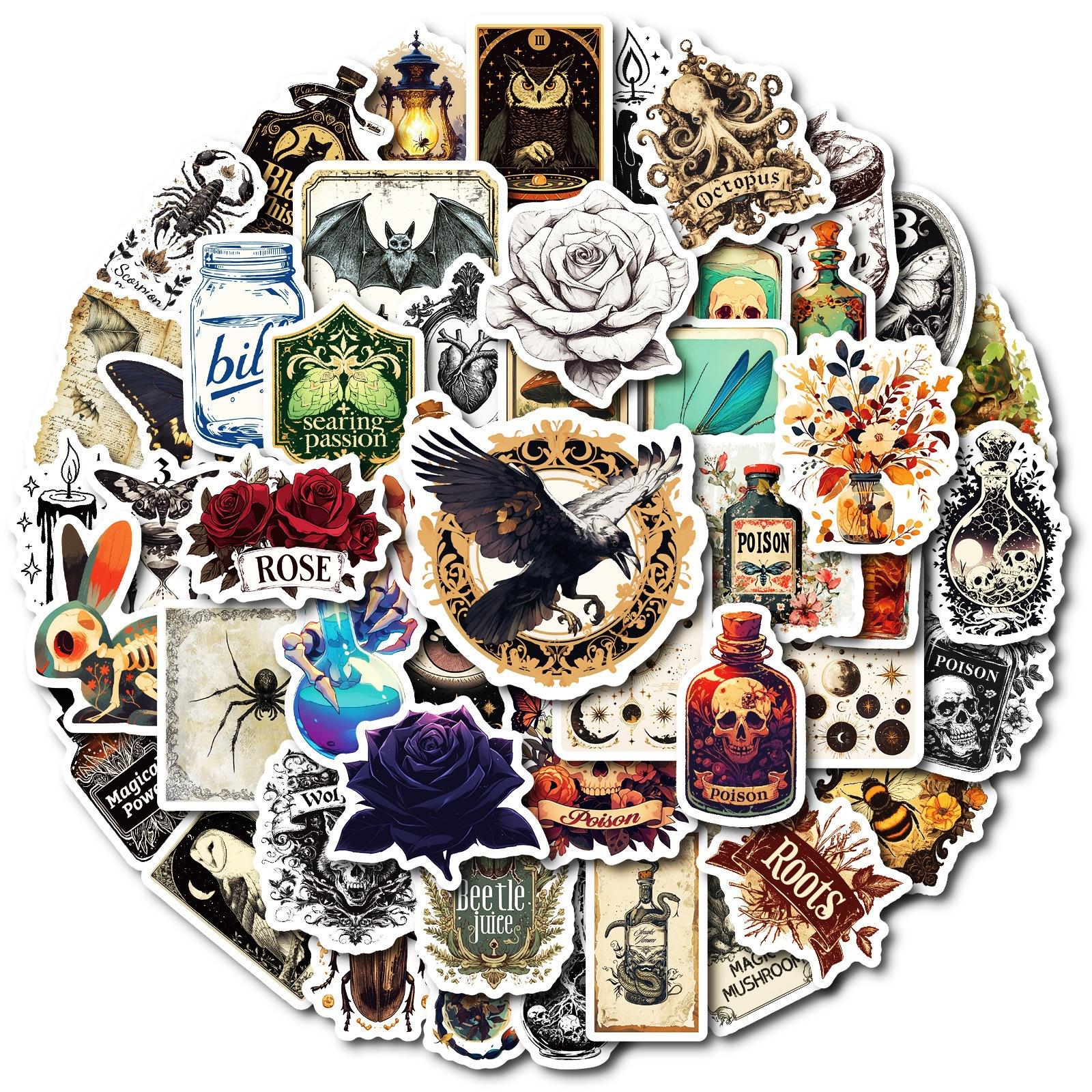 

50 Ретро Стиль Паук Масляная Лампа Роза Без Повторов Водонепроницаемые Декоративные Наклейки Наклейки