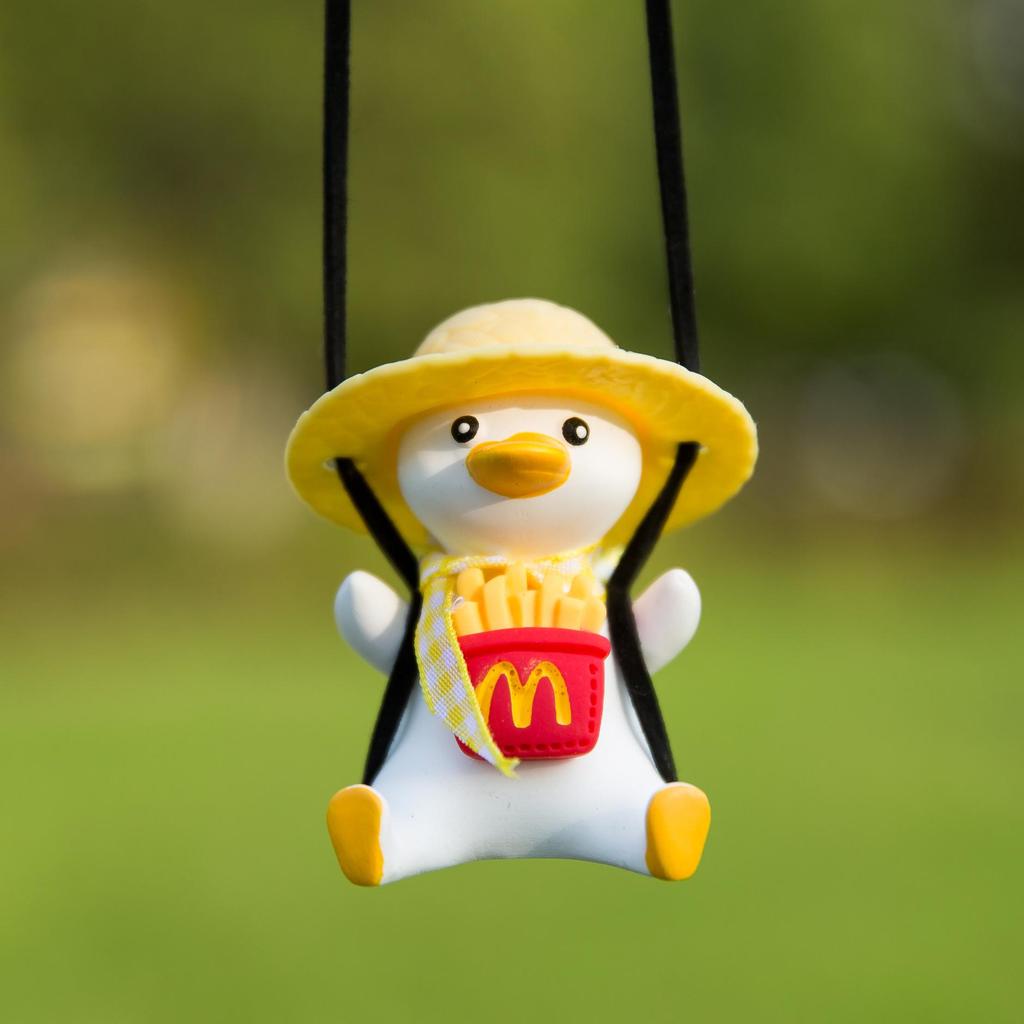 Cute Car Mirror Pendant: Glasses-Wearing Duck Ornament for Rearview Mirror 