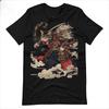 Vintage Japanese Samurai Cat T-shirt Ukiyo-e Bushido Kitten Sword Graphic Print Men Cotton Oversized Streetwear Short Sleeve Tee