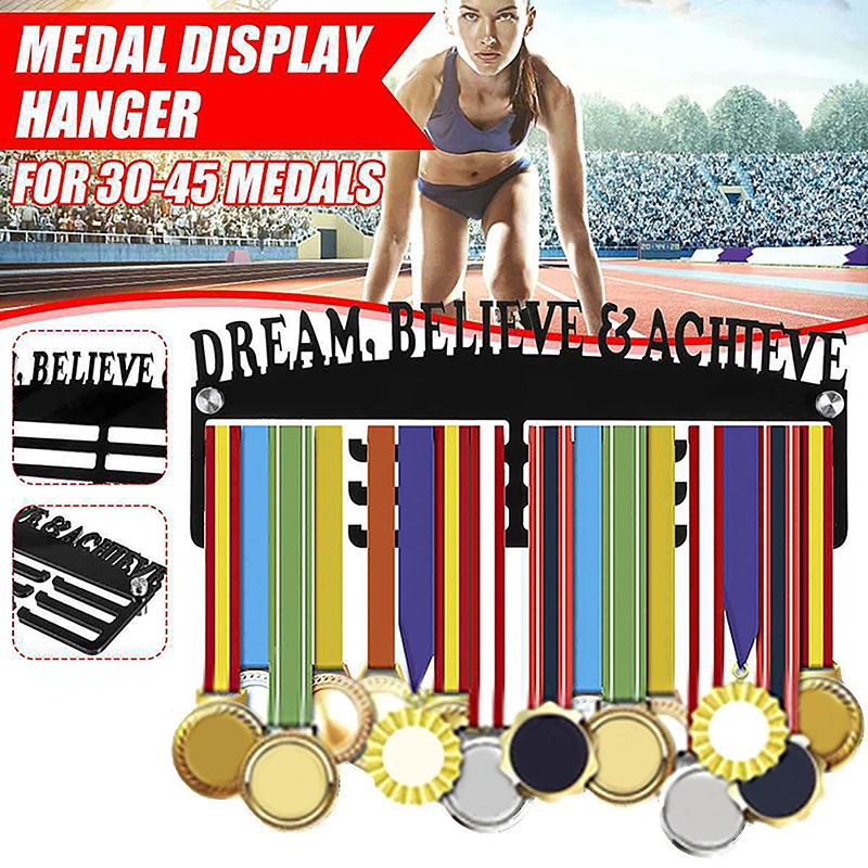 Medalje Display Rack Metal Medalje Hænger Holder Organizer Vægmonteret Stor Kapacitet Præmieholder Til Løb Fodbold Sport Karate