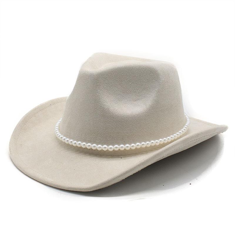 Vintage Pearl Western Cowboy Hat Men And Women, Tibetan Suede Jazz Hat, Top Hat