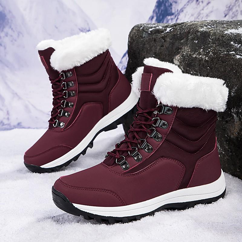 Women's Fleece-Lined High-Top Snow Boots - Warm, Thick, Plus Size Cotton Short Boots for Autumn/Winter Fashion