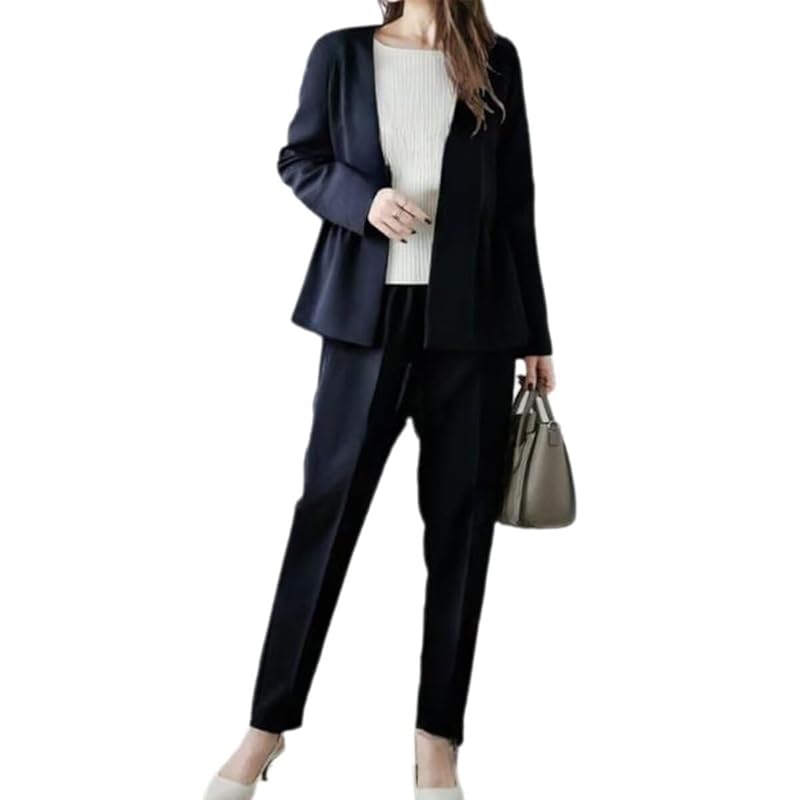 

[Yucahype] set up ladies top and bottom set long sleeve tapered pants jacket pant suit formal suit set fashionable Beautiful body shape cover 20s 30s