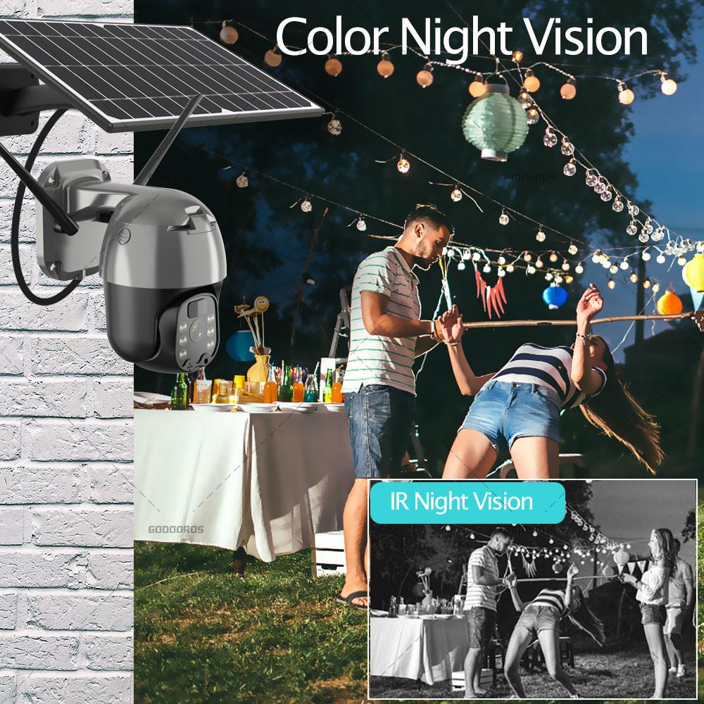 3MP Outdoor 8W Solar Recharge PTZ Camera 4G LTE FDD GSM/WIFI Wireless IP Camera 1080HD Rotate 360 CCTV Security Surveillance