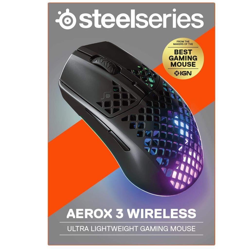 SteelSeries Aerox 3 Wireless Gaming Bluetooth Quantum Over 200 Hours of Battery RGB Not Sold In Japan Mouse, Ultra-Lightweight 66g, 2.4GHz 2.0