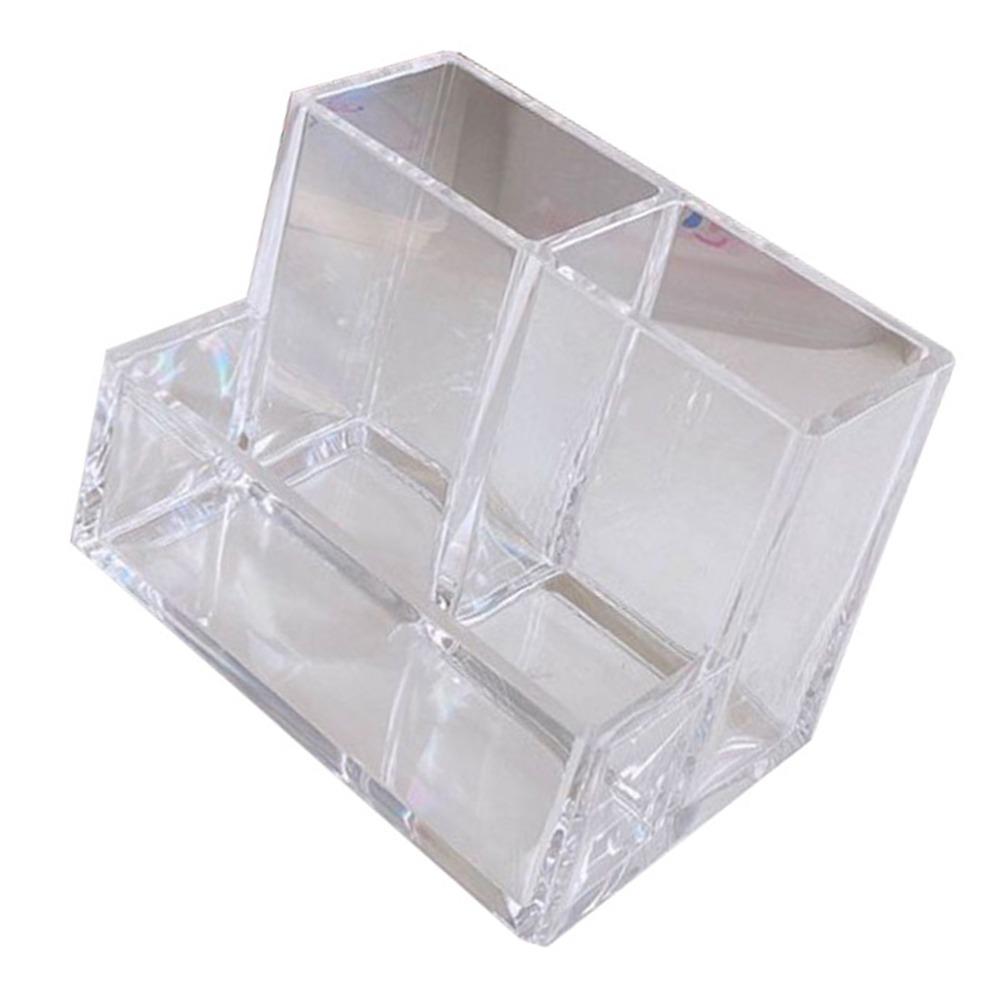 3 Compartments Clear Pencil Organizer Cup Space Saving Transparent Pen Holder  Countertop Desk