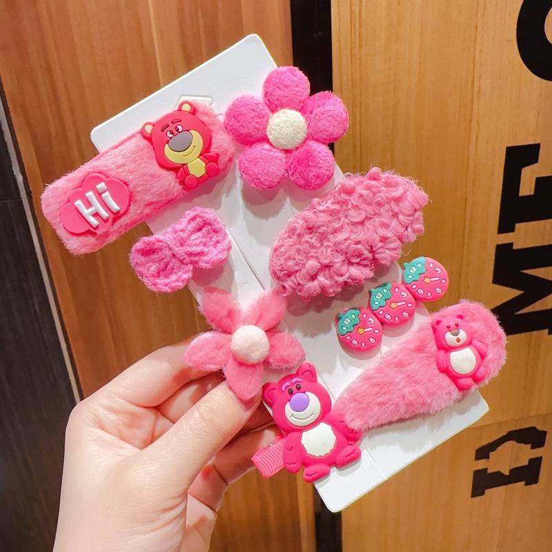 Pink 50-Piece Cute Hair Clip Set: Sweet Girly Japanese Cartoon Bangs Accessories
