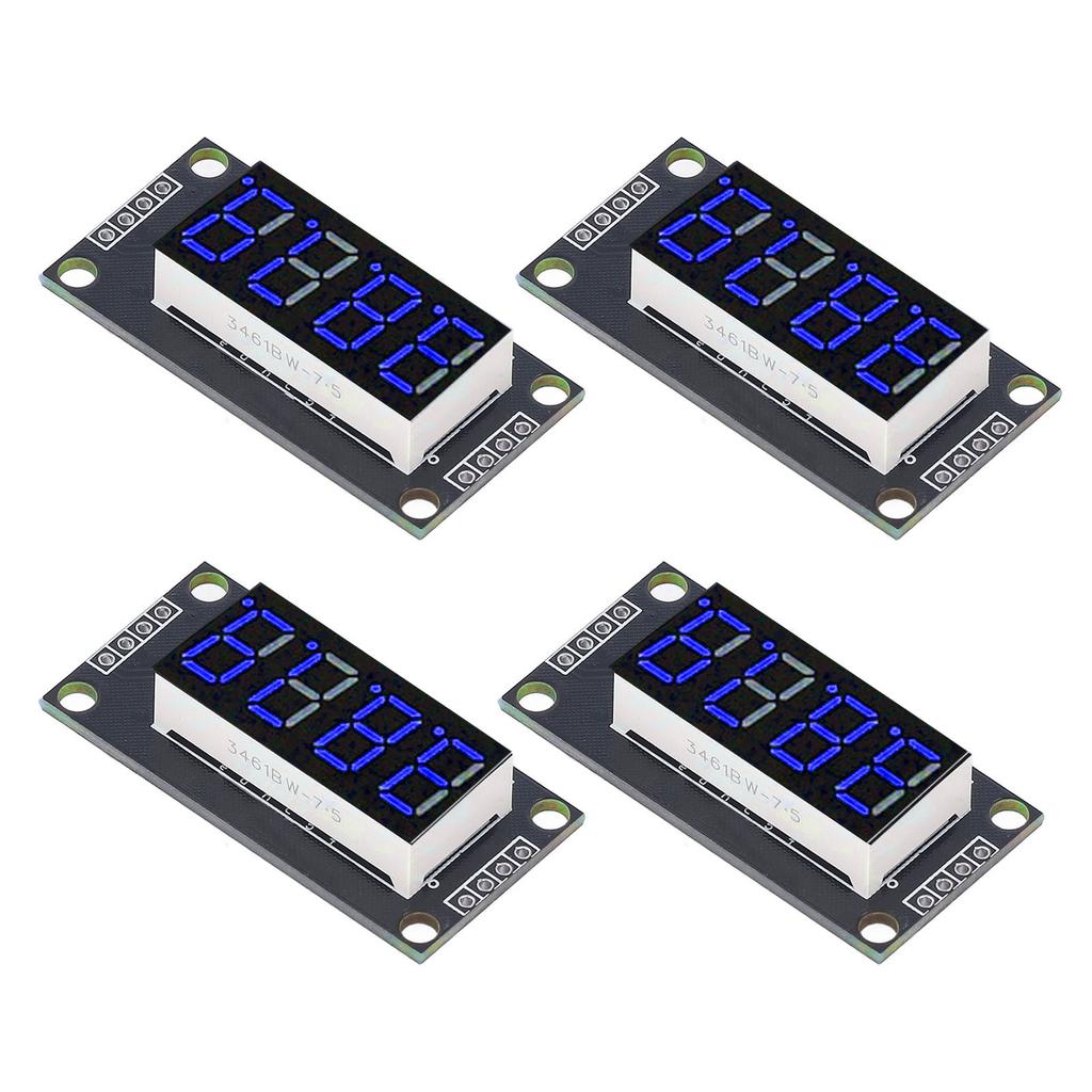 4 Sets Digital Tube Display Module LED 4 Digit 7 Segment 0.36in TM1637 Drive Chip Blue MRA110D