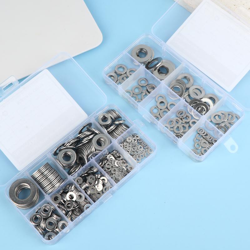 80/105/180/360/580 Pcs Stainless Steel Flat Washers Set Perfect For Home Decor Factory Repair Kitchens