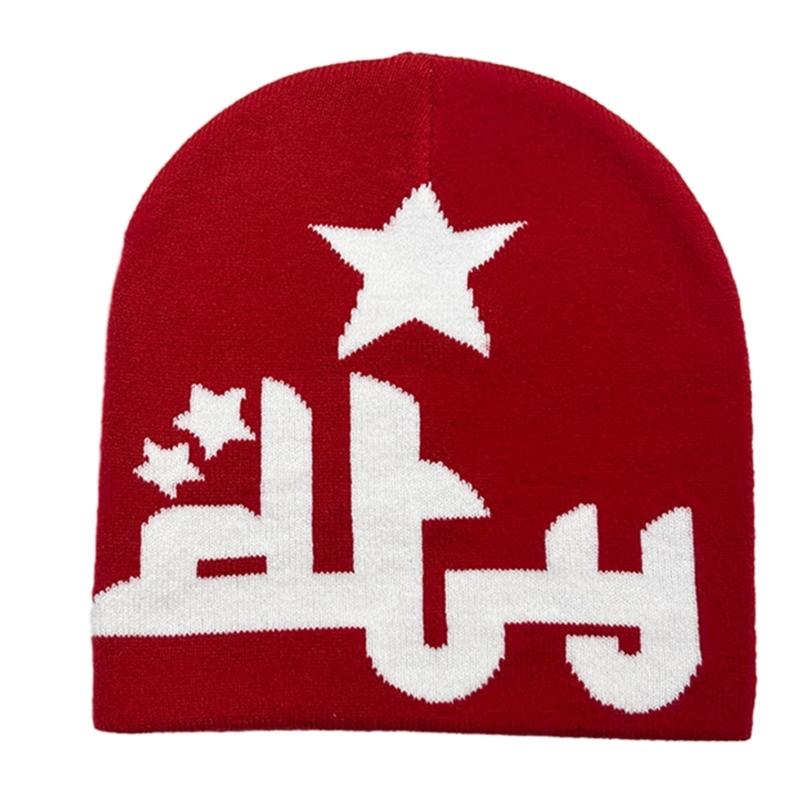 Casual Jacquard Star Hat Knit Windproof Hat for Adult Autumn Winter Cycling