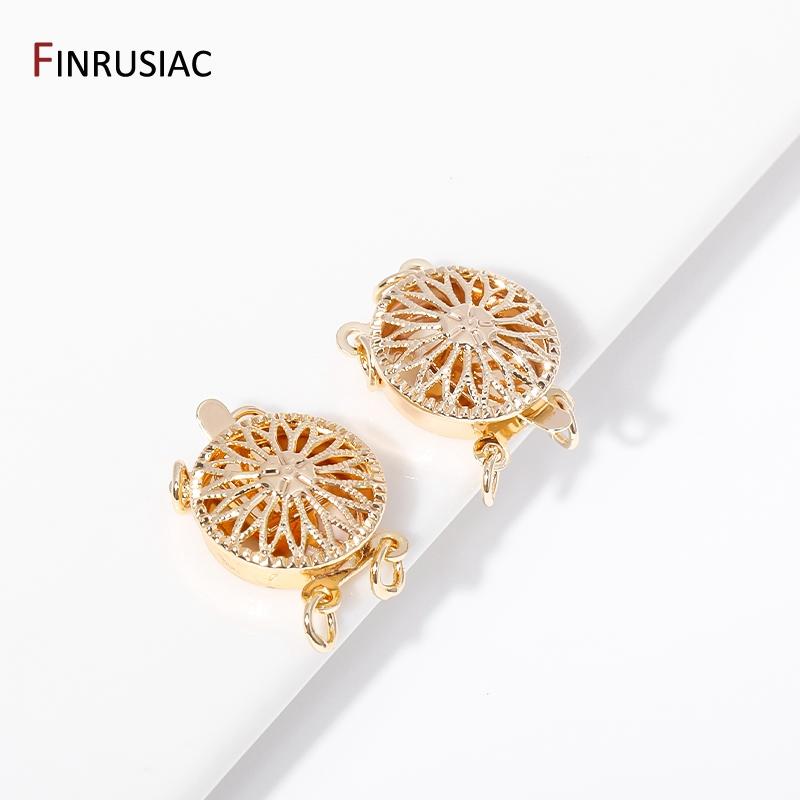 14K Gold Plated Brass Multi Strand Layering Clasps Flower Bracelet Necklace Connector Clasps For DIY Jewelry Making Accessories