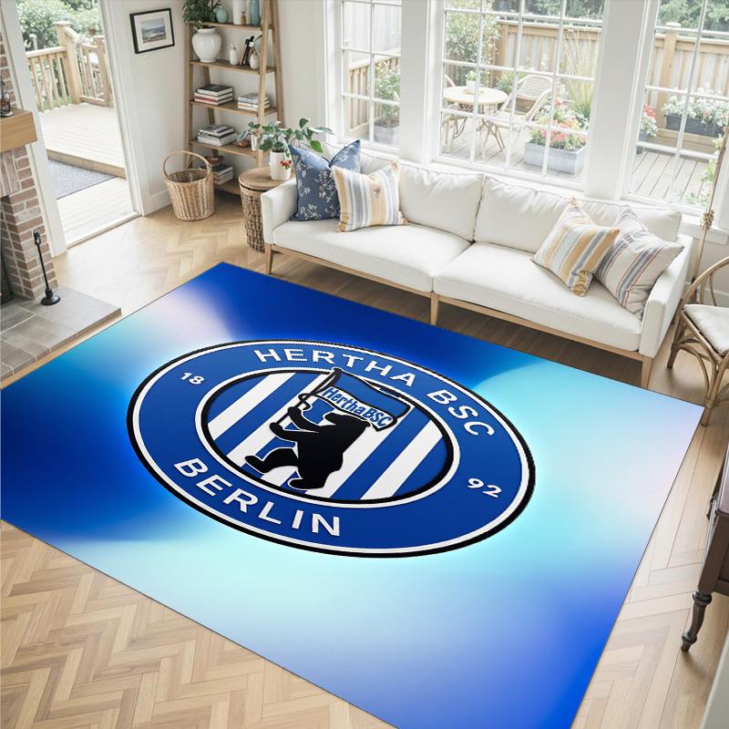 Hertha Bsc FC Design Crystal Velvet Carpet Cozy Non?Slip Printed Rug For Bedroom Living Room Entrance
