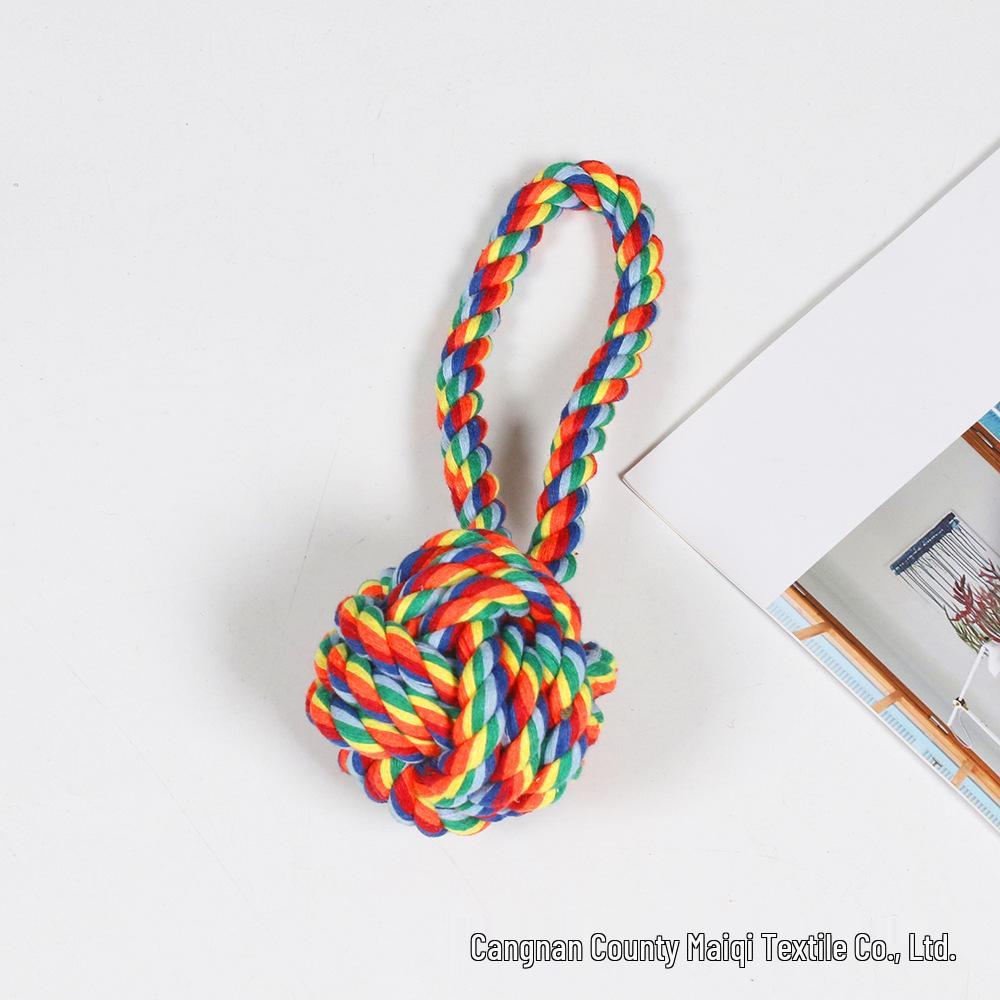 Durable Rainbow Cotton Rope Dog Teething Toys - Knot Set