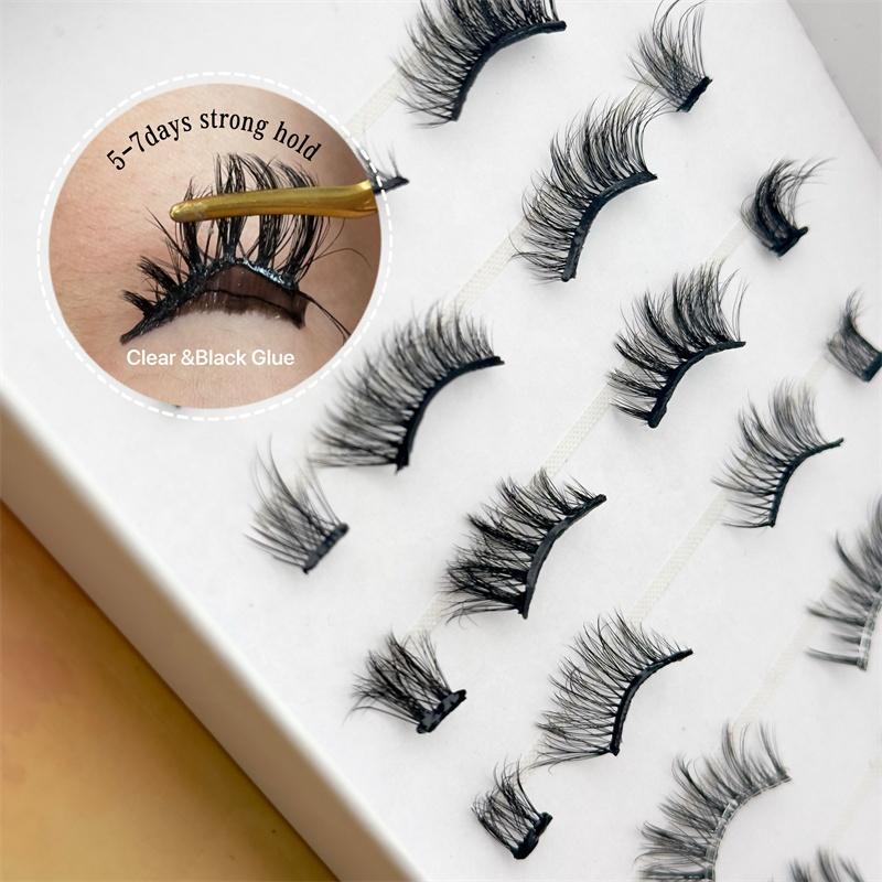 2026 New Private Label Pre Glued False Eyelash Self Adhesive Press on Handmade Lashes Invisible Clear Band Lash