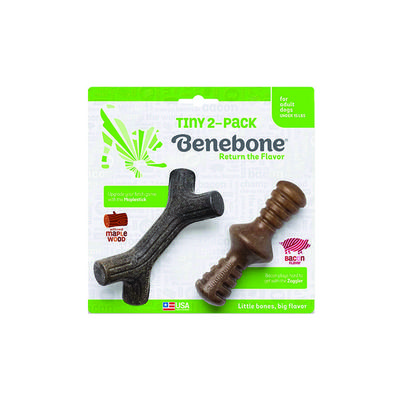 Benebon Soft TINY Dental Toy for Adults Zagler + Dental Chew 2-Piece Set, Bacon Flavor, 1 Set