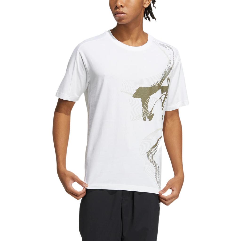 Adidas Graphic Story Casual Breathable Round Neck Sports T-Shirt Men Tops White HE5175