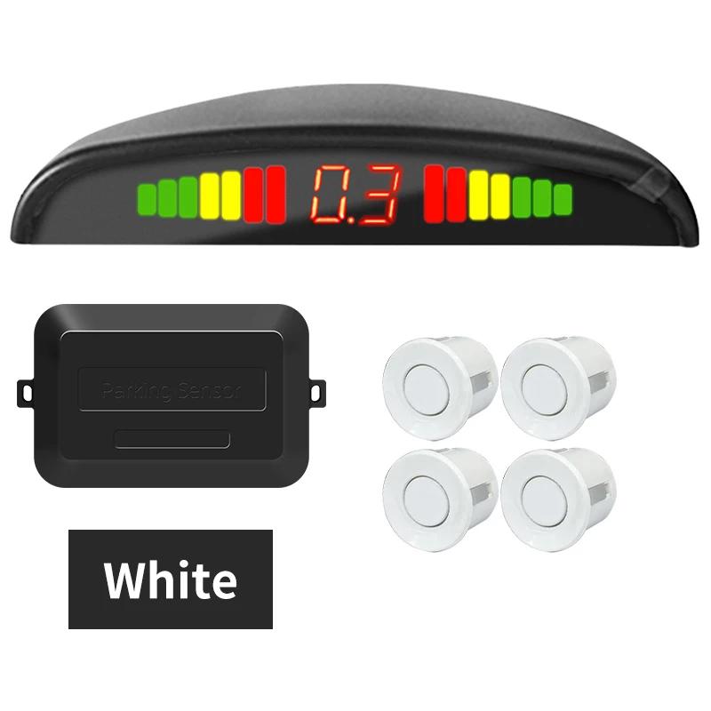 

Kmind Car Rear Parking Sensor Kit System 4 Reversing Radar Sensors 12V 22mm Reverse Monitor LED ScreenSound Alert Indicator белый